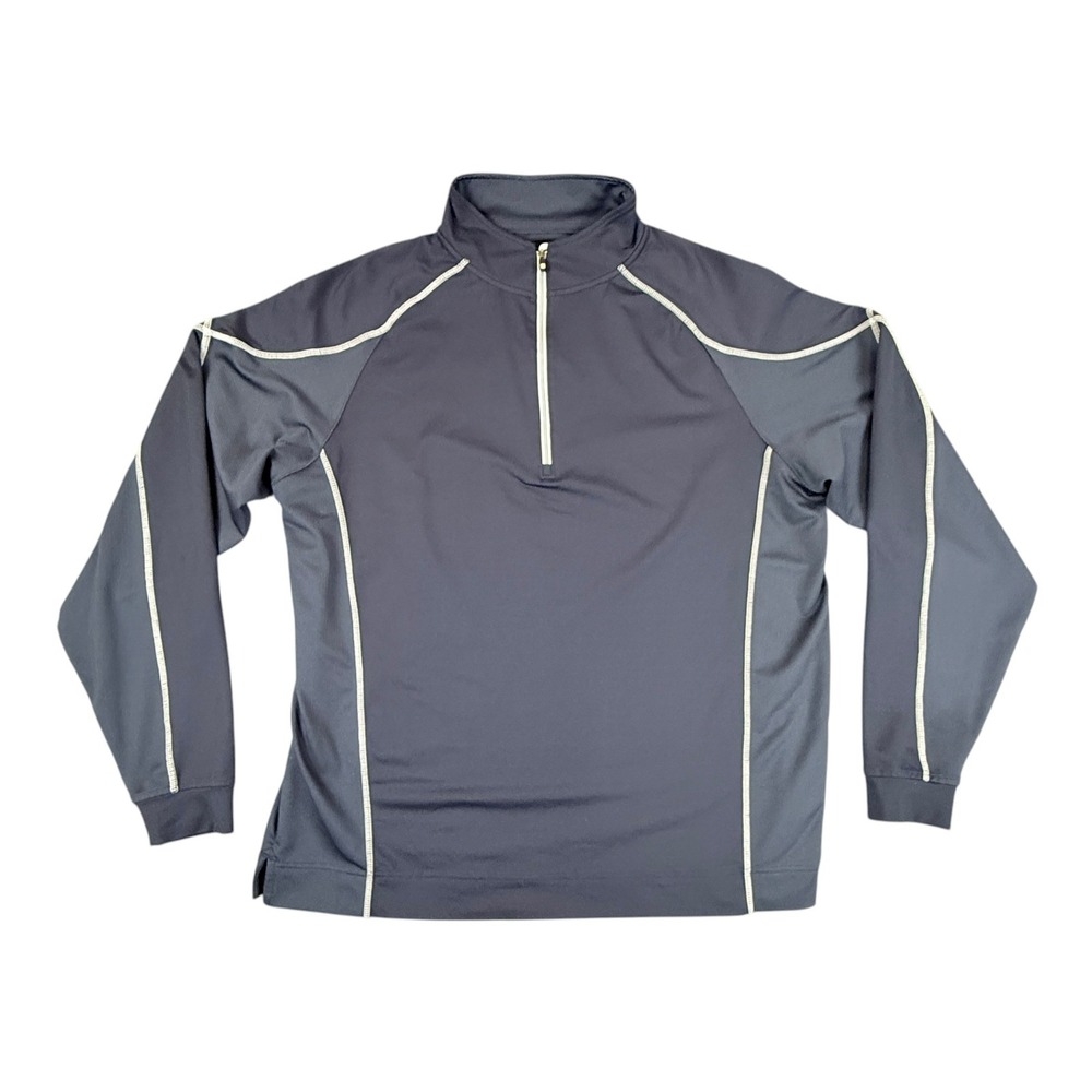 FootJoy Quarter Zip Pullover Mens Large Navy Blue White Trim Golf Performance